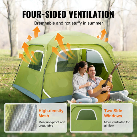Kampeertent - Tent - Kampeertent 6 Personen - Waterdicht - Buitentent - UV -Bescherming - 7x7x4ft - Snelle Opzet - Inclusief Draagtas