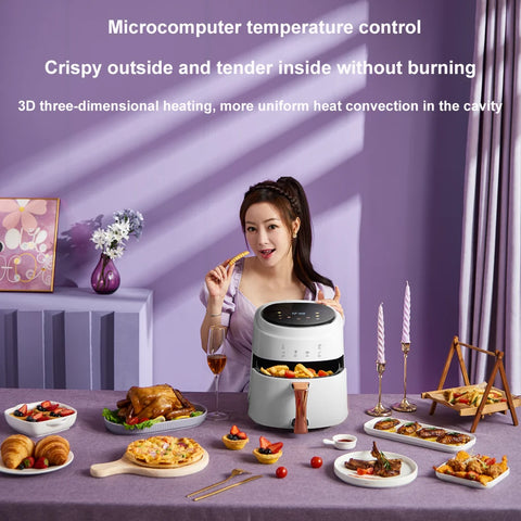 Airfryer - Grote Capaciteit - Inhoud 8L - Multifunctionele friteuse - Airfryer - Heteluchtfriteuse - Temperatuurregeling - 220-240V - Oven - Grill - Defrost Function - Zwart - QUORE