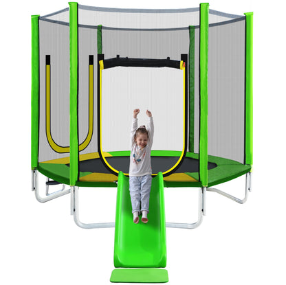 Trampoline – Springkussen – Speeltoestel – Klimrek – Glijbaan – Veiligheidsnet 360° – Robuust Gegalvaniseerd Staal