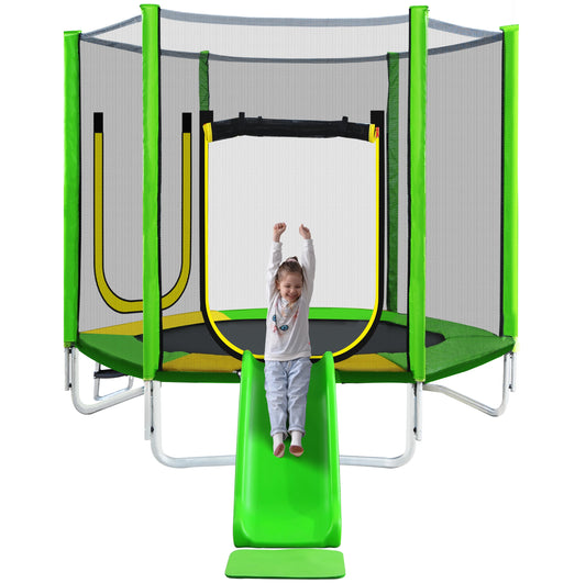 Trampoline – Springkussen – Speeltoestel – Klimrek – Glijbaan – Veiligheidsnet 360° – Robuust Gegalvaniseerd Staal