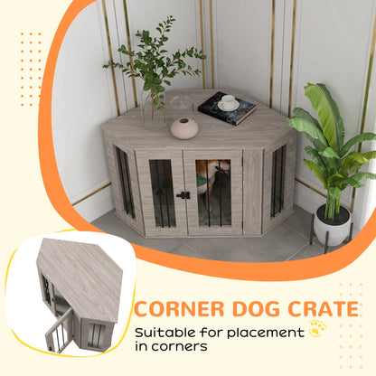 Hondenbench – Hondenhok – Hondenmand – Hond Bench – Houten Constructie – Afneembaar Kussen - 104 x 55 x 63 cm - Grijs