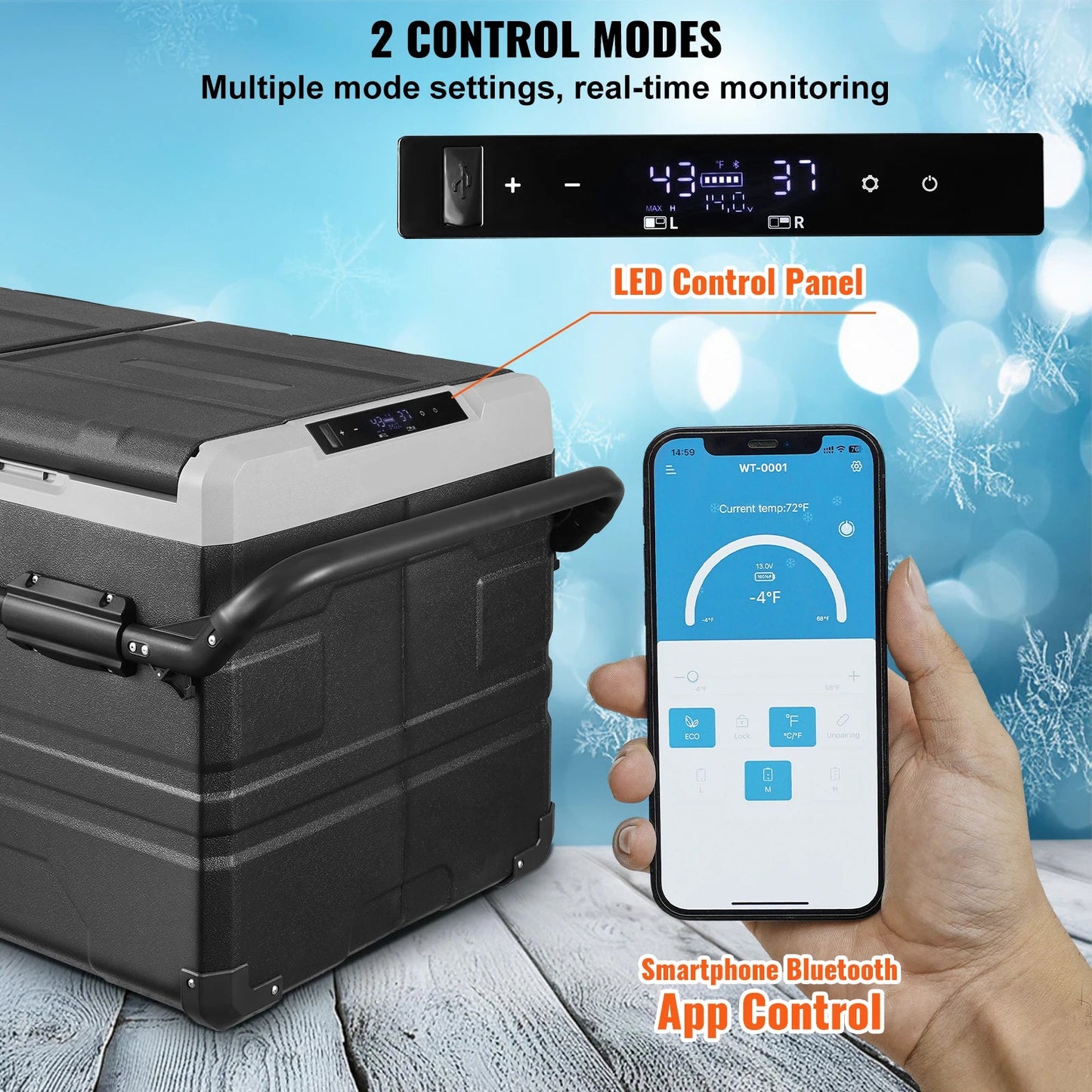 Draagbare Autokoelkast – Koelbox – Mobiele Koelkast – Camping Koelbox – Mini Frigo - 115L – Instelbare Temperatuur – Stil Geluid - QUORE