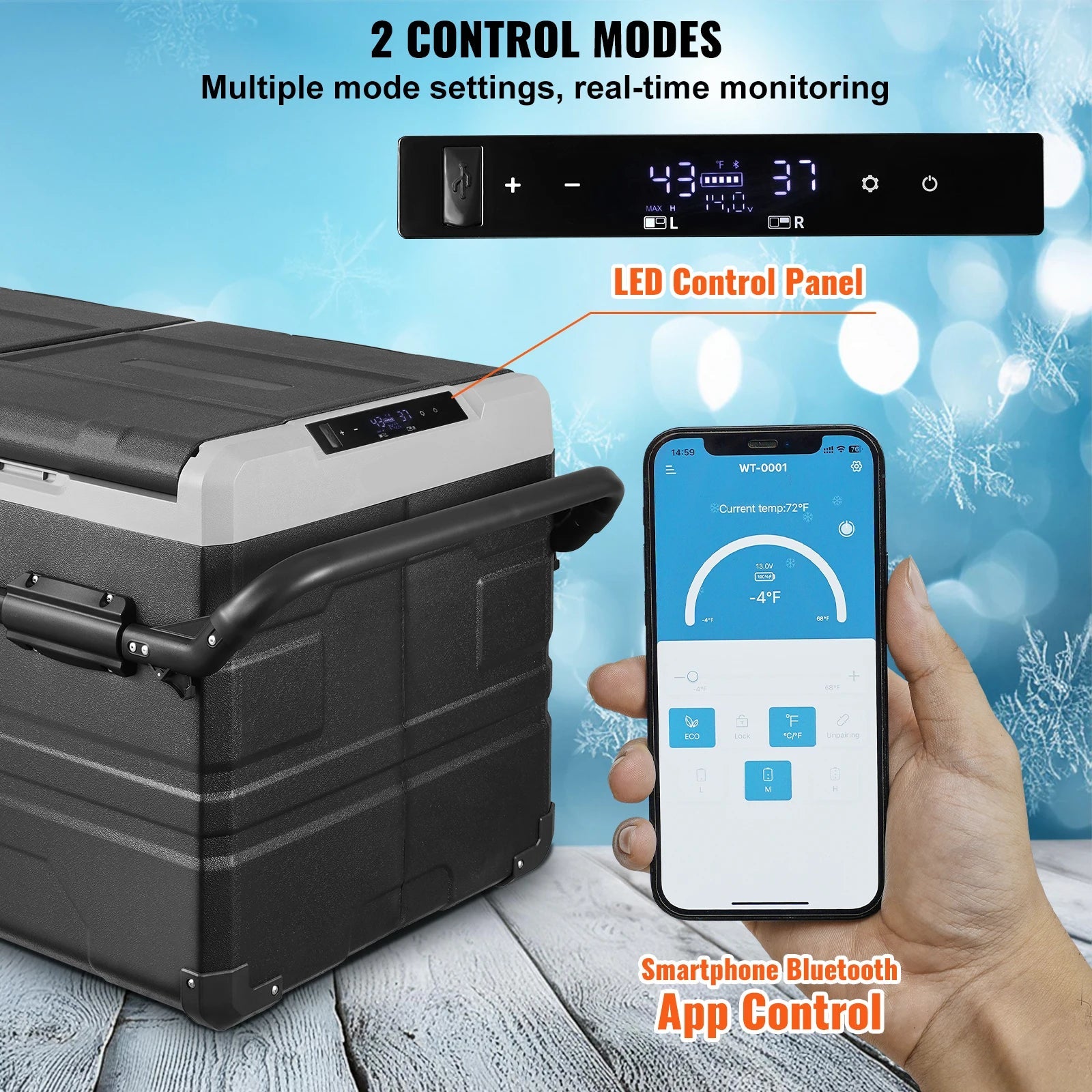 Draagbare Autokoelkast – Koelbox – Mobiele Koelkast – Camping Koelbox – Mini Frigo - 115L – Instelbare Temperatuur – Stil Geluid - QUORE