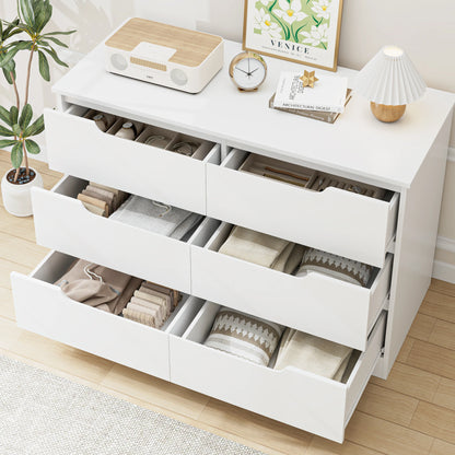 Ladekast 6 Lades – Ladekast Wit – Ladeblok – Opbergkast – Kast Slaapkamer – Modern Minimalistisch Design – Afmetingen 105x40x71 cm – Stevig MDF Metalen Rails - QUORE