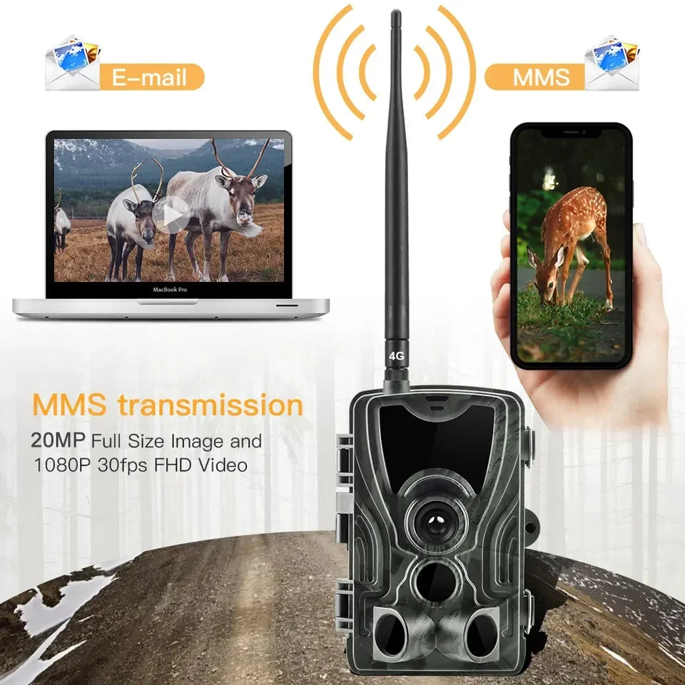 Wildcamera – Jachtcamera – Trailcamera – Buitencamera – Wildlife Camera – 4G Verbinding – Nachtzicht 20 Meter - EU-stekker - Toevoegen 128GB