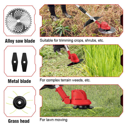 Grastrimmer - Grasmaaier - Grasmachine - Draadloze - 4000W - 36000RPM - Brushless Motor - Verstelbaar en Inklapbaar - Voor 21V/18V - 2 Batterij