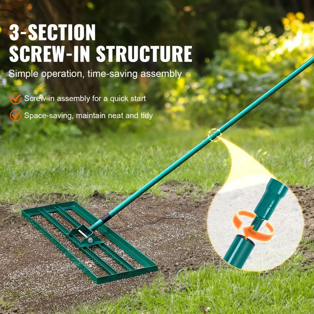 Gazonhark - Bladhark - Hark - Nivelleringshark - Gazon Leveler - Robuuste Bodemplaat - voor Tuin - Golf - Gazon - Achtertuin - Aluminiumlegering - 91.4 x 25.4 x 205 cm - Groen