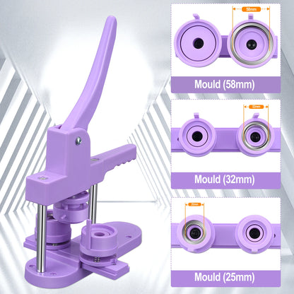 Knop Maker Machine - Knopenmachine - knop Badge Maker - Badge   Pin Maker - handmatige machine - 25Mm, 32Mm, 58Mm - Purple