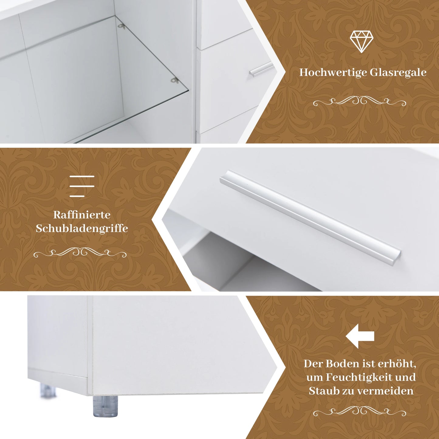 TV Sideboard Dresser Fittings Media Stand Wardrobe Storage Cabinet,LED lighting,Lowboard,with 16 Colors LED Lights for Dining