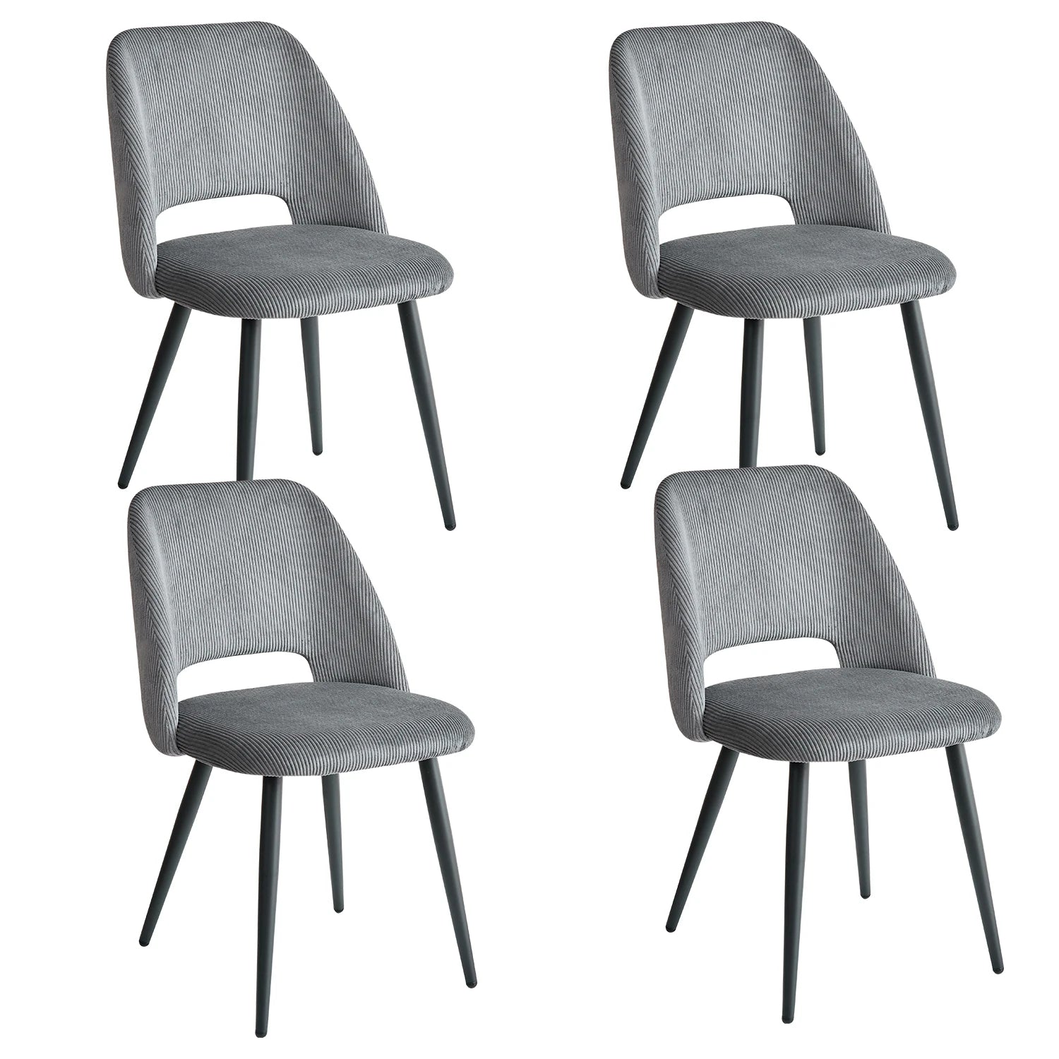 Set of 2/4/6 Stylish Corduroy Dining Chair - Soft Fabric Seat, Ergonomic Design, Suitable for Family Dining Space - QUORE