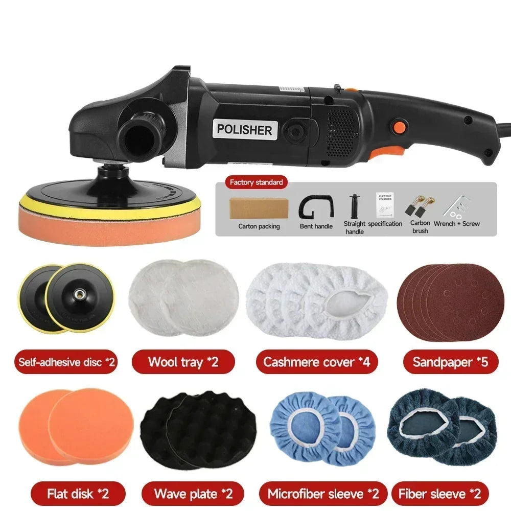 Polijstmachine Auto – Polijstapparaat – Auto Polisher – Car Detailing Machine – Vloer Polijstmachine – 1250 Watt Motor – Variabele Snelheid 600-3600 RPM
