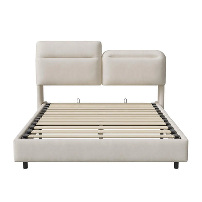 Bedframe – Gestoffeerd Bed – Tweepersoonsbed – Opbergbed – Slaapkamerbed – Fluweelbekleding – Hydraulisch Opbergvak