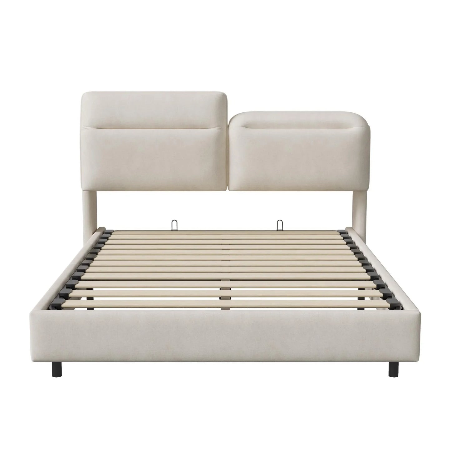 Bedframe – Gestoffeerd Bed – Tweepersoonsbed – Opbergbed – Velours – Verstelbaar Hoofdbord – LED-Verlichting
