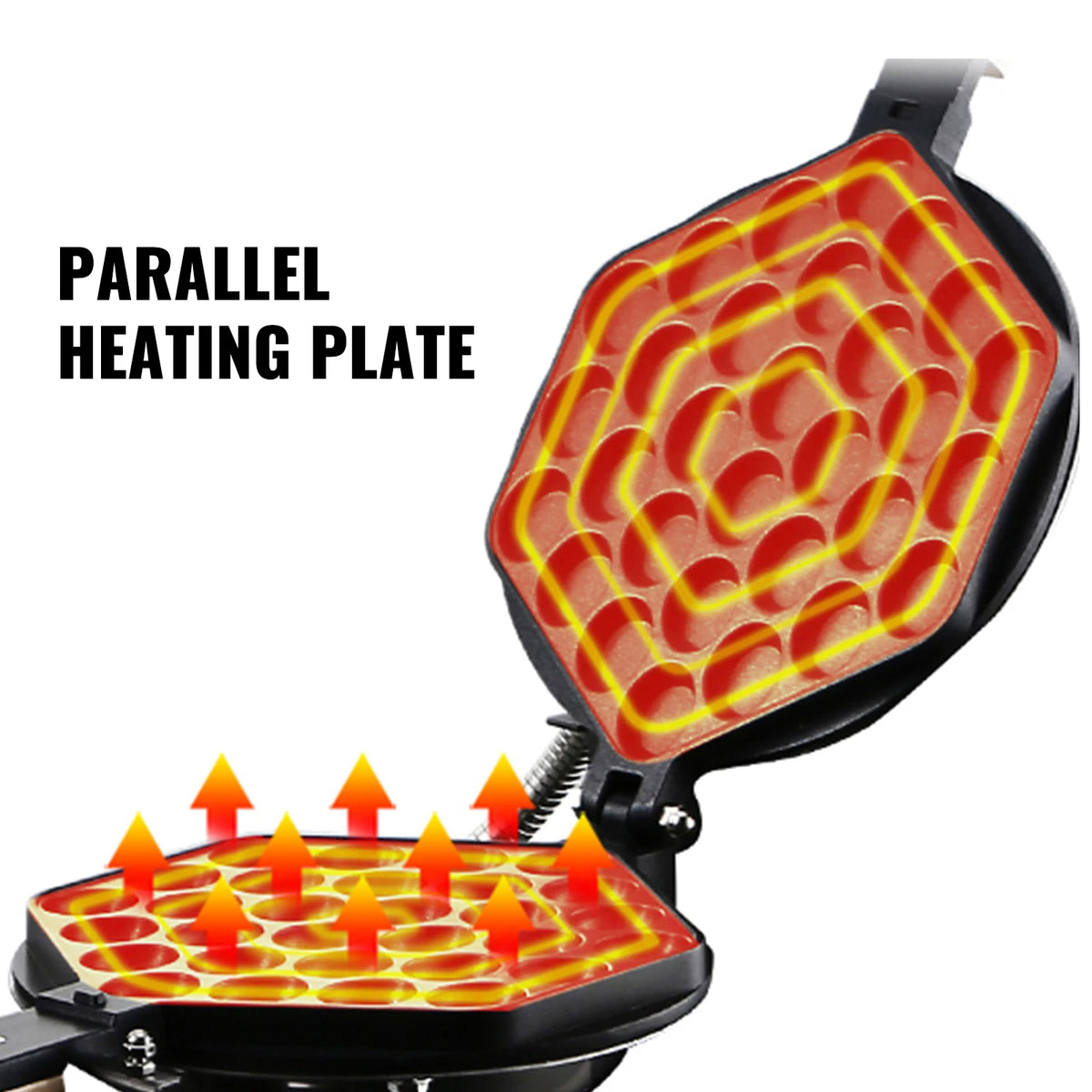 Wafelijzer - met indicatielampje - 180° draaibare 2 pannen - houten handgrepen - Gemakkelijk schoon te maken voor thuisgebruik - QUORE