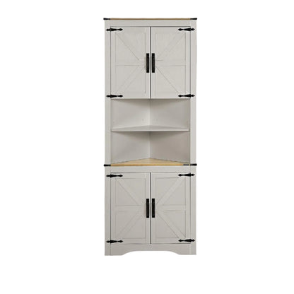 Hoekkast – Hoekmeubel – Opbergkast – Vitrinekast – Verstelbare Planken – Waterbestendig – Antikantel Veiligheid - 70 x 36 x 179 cm - Wit