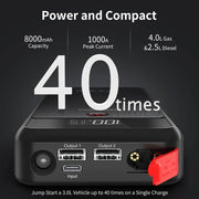 Utrai - JS-Air - Jumpstarter voor Auto - Startkabels - Starthulp - 1000A - 12V - Jumpstarters - Powerbank 8000mAh - Zwart