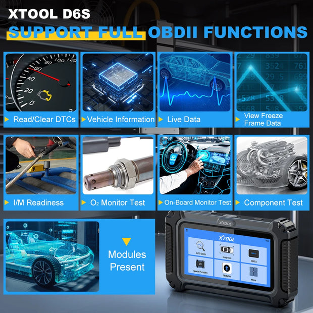 XTOOL D6S- Car Scanner Tool-Diagnosis Scanner- All System Automotive Scanner for All Car 30+ Services Lifetime Free Update Built-in CANFD FCA