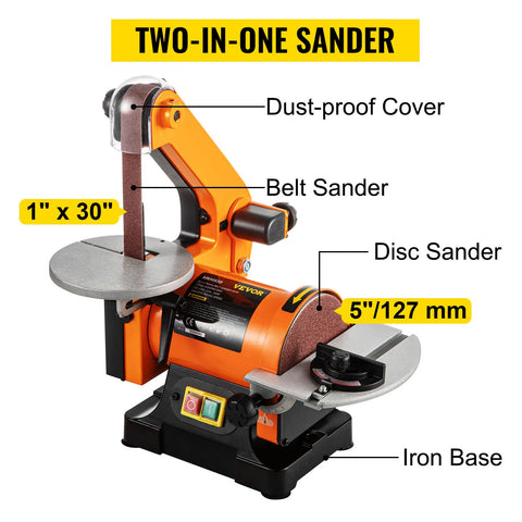 Vevor - Multi Sander - Multi Tool - Disc Belt Sander - 250W - 230V - 50Hz - 3600rpm - Orange