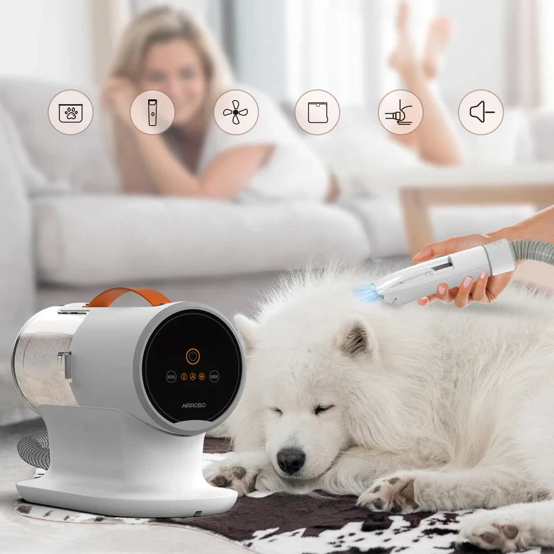 Stofzuiger - Stofzuiger - Vacuum Cleaner - Vacuüm Hondenverzorgingsset - Met Laag Geluidsniveau - Voor Huisdierenhaar - Stofbekerborstel - 100-240V - 600W - 34 x 44 x 18.7 cm - Wit