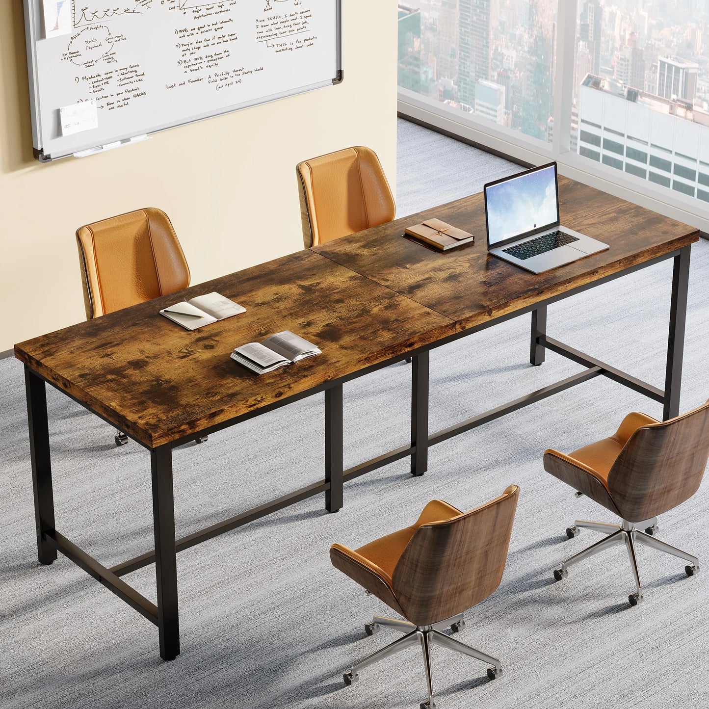 Bureau - Bureautafel - Game Bureau - 78.7" - Extra Lange Dubbele Computertafel - Werkstation voor Twee Personen – Grote Kantoor- & Studiotafel - QUORE