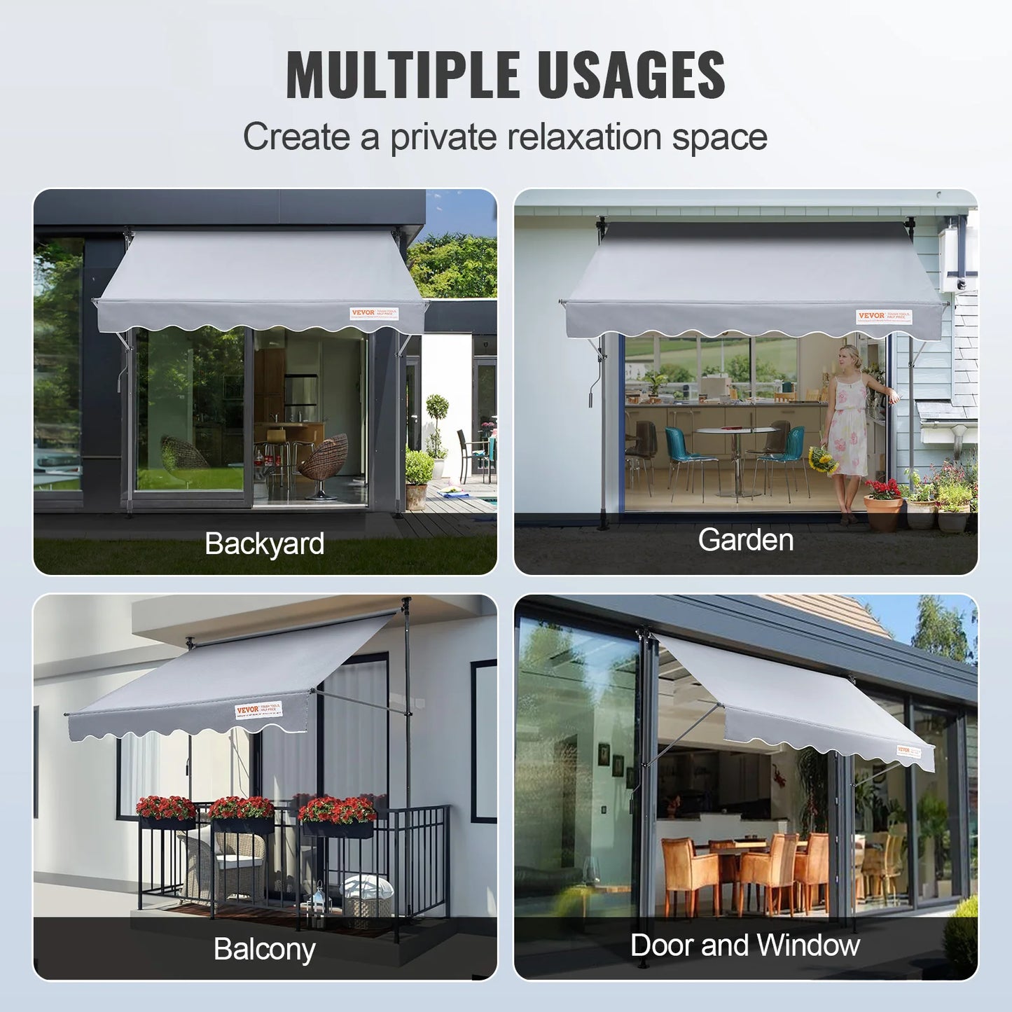 Klemluifel - Uitschuifbare Zonwering - Balkonluifel - 78 x 47inch - Handmatig Verstelbaar - Waterdicht & UV80+ Bescherming - Voor Tuin - Balkon en Terras