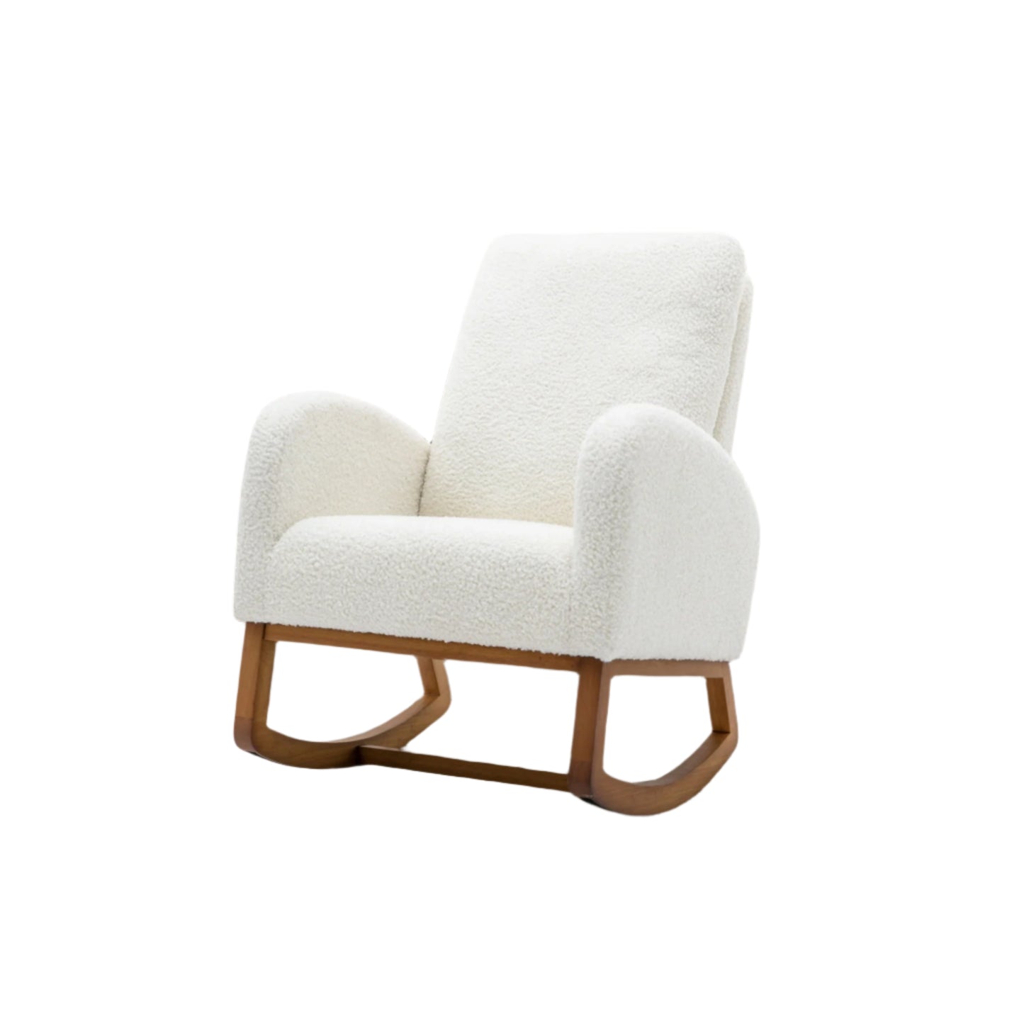 Schommelstoel – Relaxstoel – Wipstoel – Stoel Met Armleuningen – Ergonomische Rugsteun – Zachte Teddystof