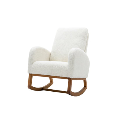 Schommelstoel – Relaxstoel – Wipstoel – Stoel Met Armleuningen – Ergonomische Rugsteun – Zachte Teddystof