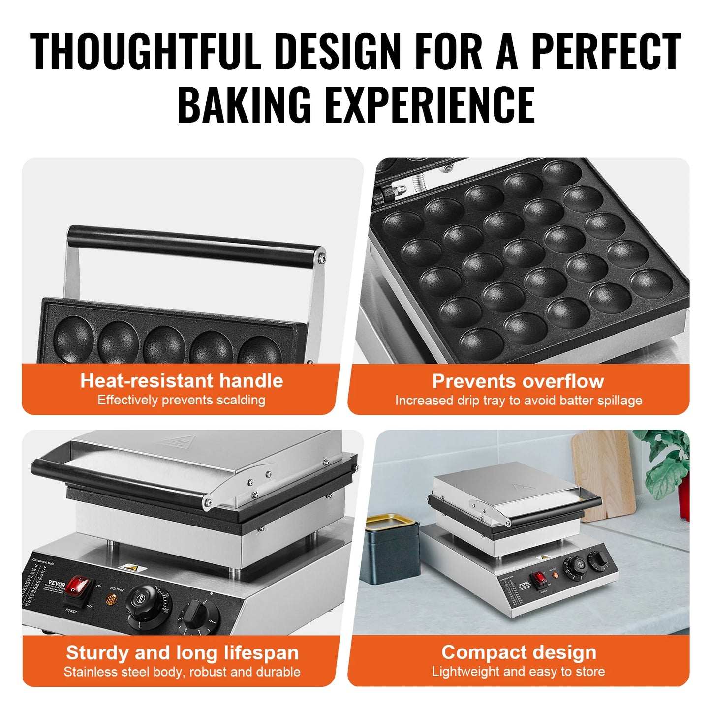 Mini-Pannenkoekenmaker – Mini-Wafelijzer – Dorayaki Maker – Kleine Pannenkoekenmachine – 25 Bakvormpjes – 500W Vermogen – Temperatuurinstelbaar