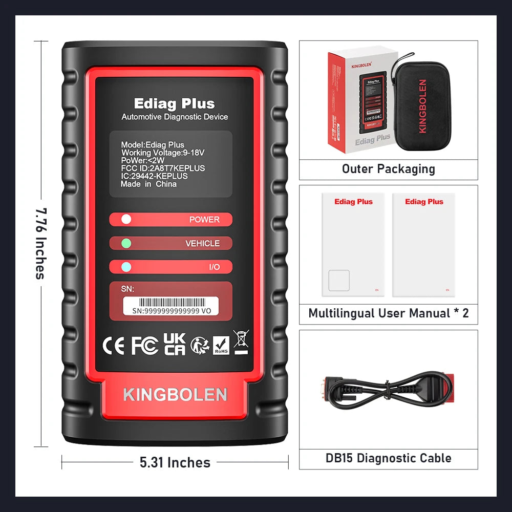 OBD2 Scanner – Diagnoseapparaat – Auto Diagnosetool – Foutcode Uitlezer – CAN-FD Protocol – 15+ Resetfuncties – ECU Codering - QUORE