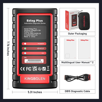 OBD2 Scanner – Diagnoseapparaat – Auto Diagnosetool – Foutcode Uitlezer – CAN-FD Protocol – 15+ Resetfuncties – ECU Codering - QUORE