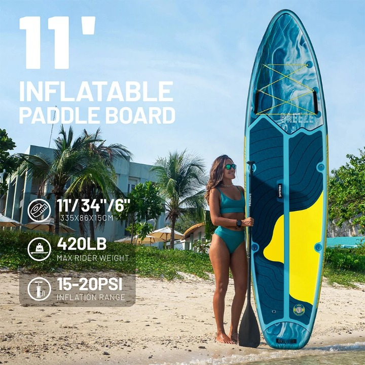 Opblaasbare Paddleboard – Inflatable Board – SUP Board – Watersportboard – Stevige PVC Constructie – Draagvermogen 175 Kg - Blauw