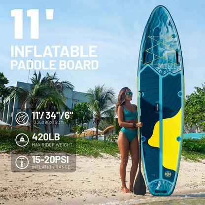 Opblaasbare Paddleboard – Inflatable Board – SUP Board – Watersportboard – Stevige PVC Constructie – Draagvermogen 175 Kg - Blauw