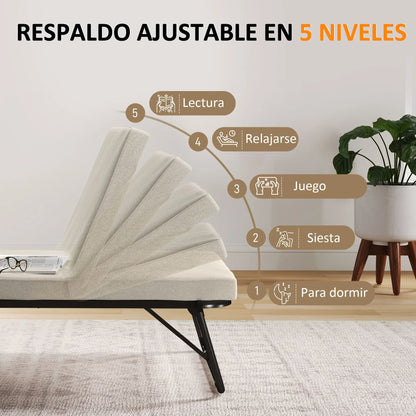 Opvouwbaar Bed – Vouwbed – Opklapbed – Logeerbed – Eenpersoonsbed – Verstelbare Rugleuning 5 Standen – Hoogwaardig Schuimmatras 7 cm