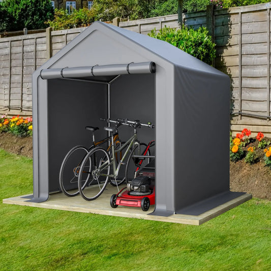 Fietsenstalling – Fietsberging – Tuinschuur – Opbergschuur – Fietsenhok – Gegalvaniseerd Stalen Frame – Waterdichte PE Hoes 190x170x200 cm – Donkergrijs