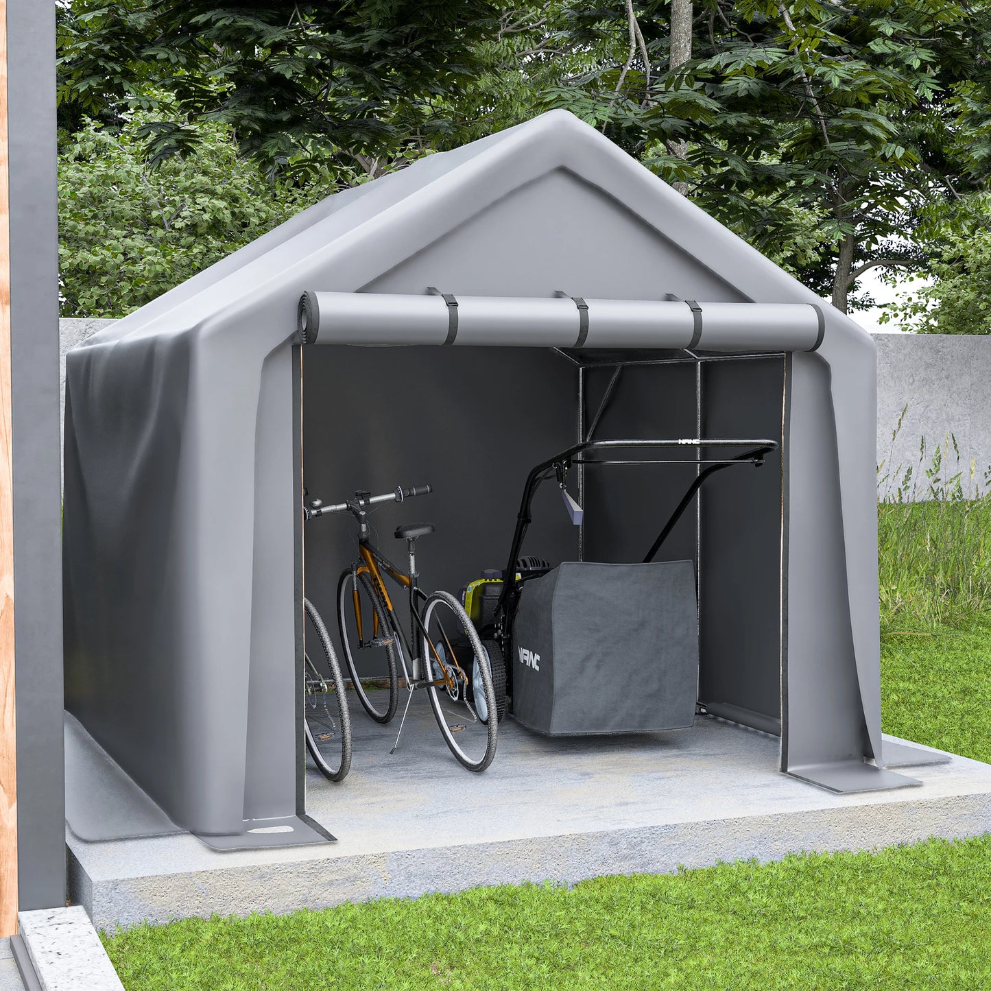 Tuinschuur – Gereedschapsschuur – Fietsenstalling – Motorberging – Opbergschuur – Weerbestendig Materiaal – Compact 8x8 Voet (2,4x2,4m) Grijs