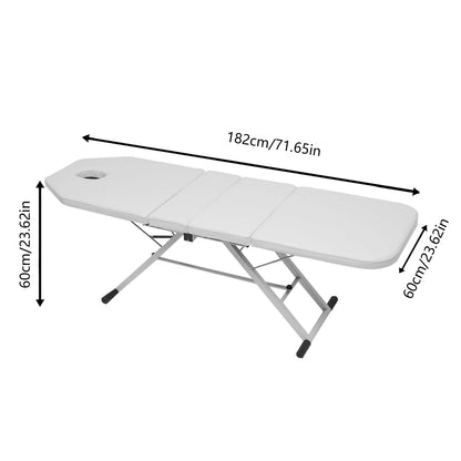 Massagetafel Inklapbaar - Massagetafel - Behandeltafel - Massage Bed - 3-Voudige Schoonheidsbed - Draagbare - Verstelbare - Inclusief Opbergtas – Geschikt voor Cosmetische en Therapeutische Behandelingen – Wit