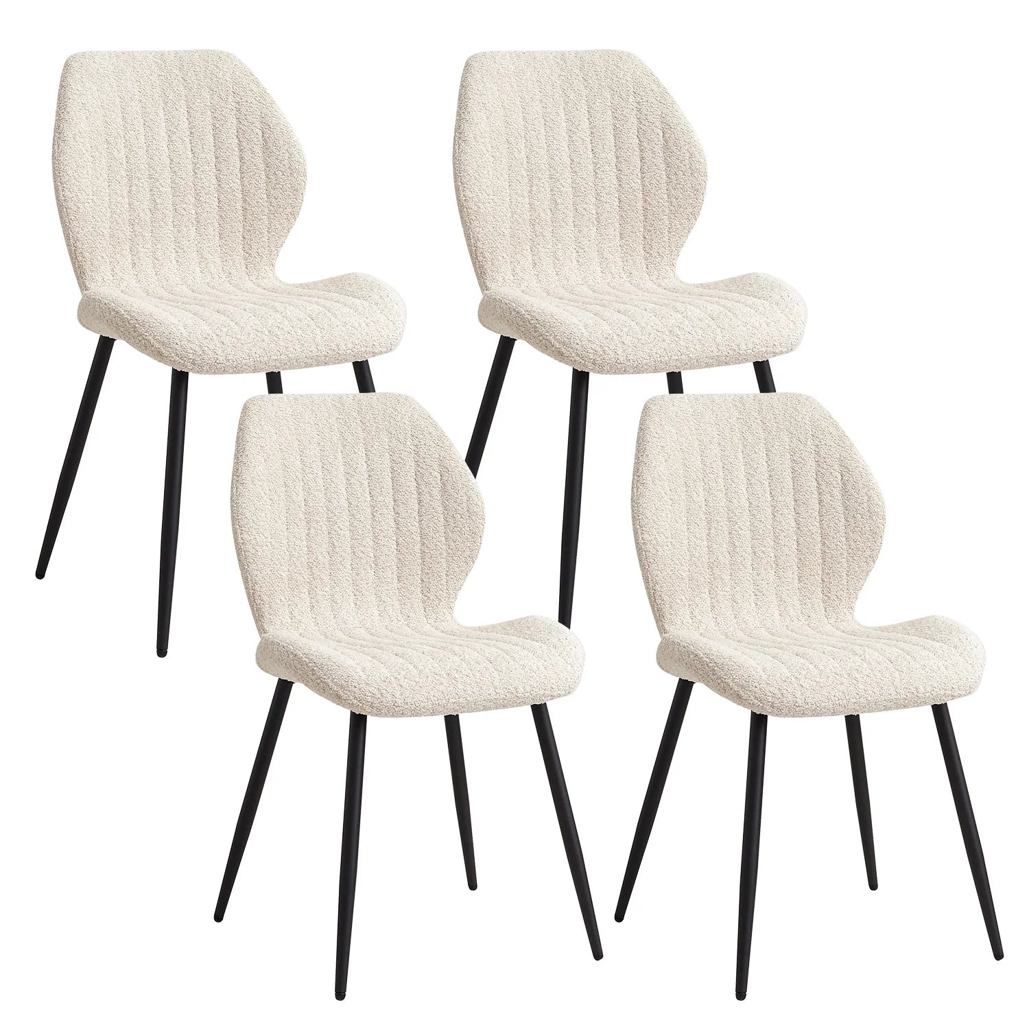 Eetkamerstoel – Stoel – Eetkamerstoel Set – Linnen Stoel – Keukenstoel – Beige – Gestoffeerd Linnen – Metalen Poten - QUORE