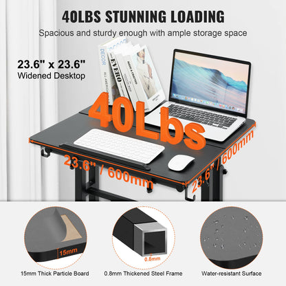 Groot Laptop Computer Bureau - 26,4-44,9 inch - Kantelbaar - Staand Bureau - 360° Zwenkwielen - Gasveer - Hoogte Verstelbaar - Zwart