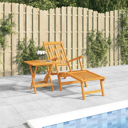 Tuinset – Loungestoel – Tuinmeubel – Lounge Set – Verstelbare Rugleuning – Massief Acaciahout – Opvouwbaar Ontwerp - 55 x 146-168 x 72-93 cm - Houtkleur