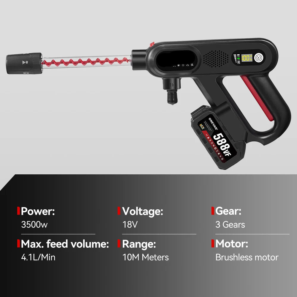 Hogedrukreiniger - Terrasreiniger - Accu - Elektrische - 220Bar - 5-in-1 - Draadloos Spuitpistool - 2 Batterijen & EU-Stekker voor Auto, Tuin en Terras