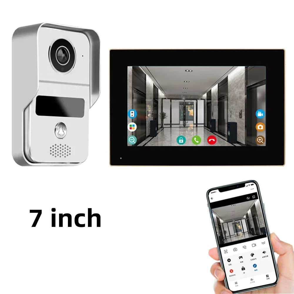 IP Videosysteem Draadloos – Intercom Systeem – Deurcamera – Video Deurbel – Video Intercom – 7 Inch Touchscreen – 1080p HD Camera Met Nachtzicht