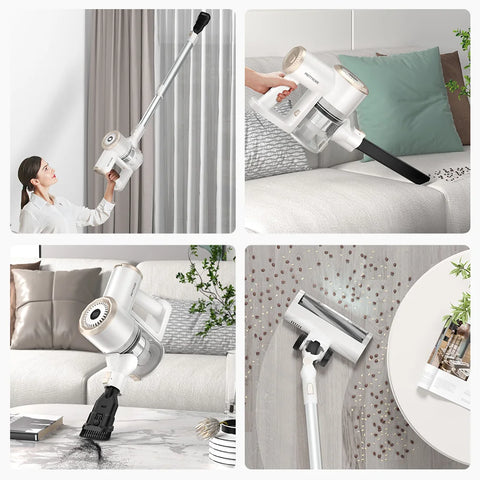 PrettyCare - Steelstofzuiger - Snoerloze stofzuiger - 29KPA - 1,2L capaciteit - Zakloos - HEPA - 180W - Wit