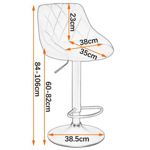 Adjustable Bar Stool - Bar Stool - Bar Stools with Backrest - Footrest - Chrome Steel - Ergonomic Design - Black Velvet