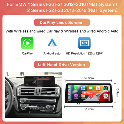 12.3" Multimedia Touchscreen – Auto Display – Infotainment Scherm – Navigatiesysteem – Bedieningspaneel – Wireless CarPlay – Android Auto – Geschikt Voor BMW NBT EVO F20/F21/F22/F23/F30/F31/F33/F36