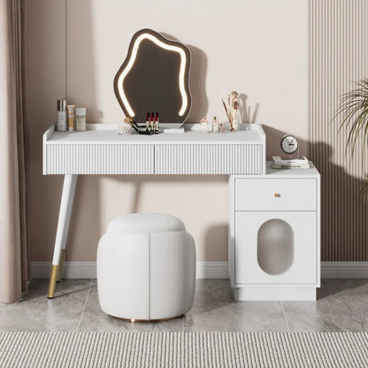 Make-up Tafel – Kaptafel – Schminktisch – Make-up Bureau – Make-up Meubel – Wit – Moderne LED Spiegel – 2 Ruime Lades en Verstelbare Helderheid