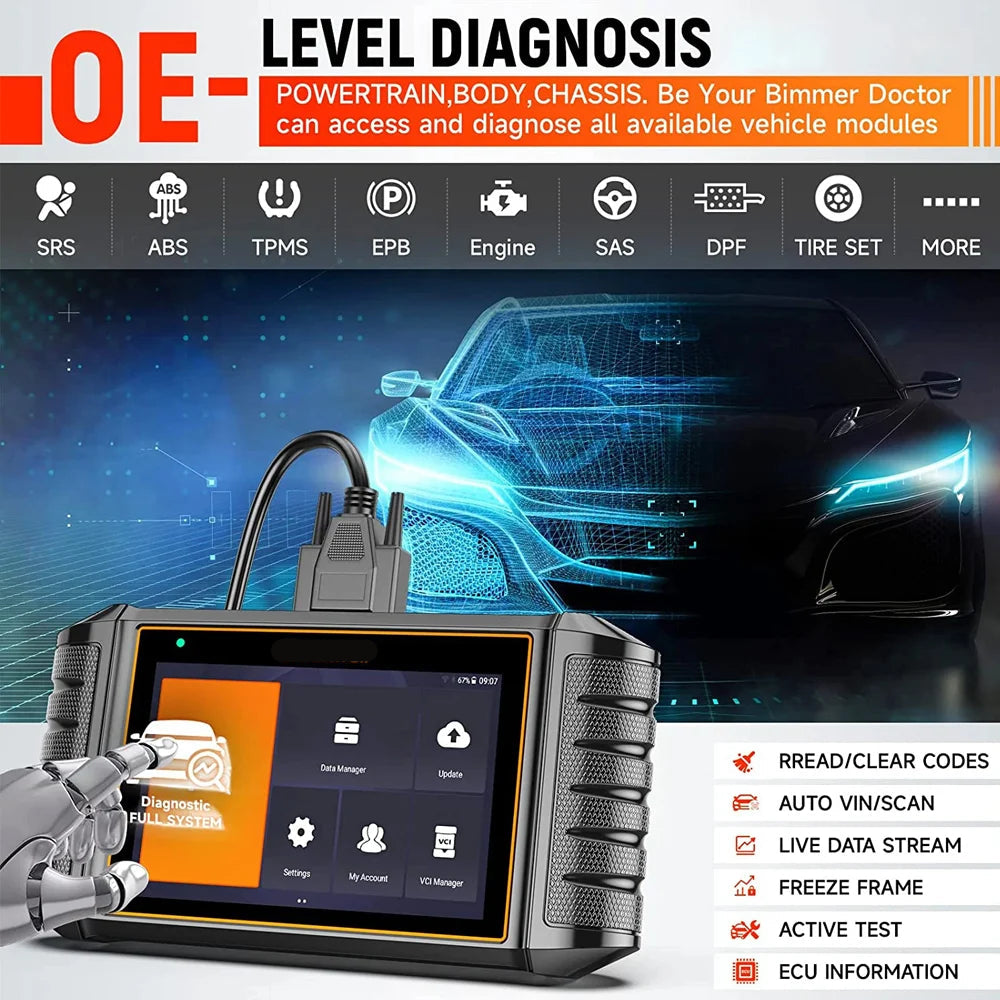 Autodiagnose Scanner – Foutcode Scanner – OBD2 Scanner – Auto Diagnose Tool – 5.5-Inch Touchscreen – Wi-Fi En Bluetooth - QUORE