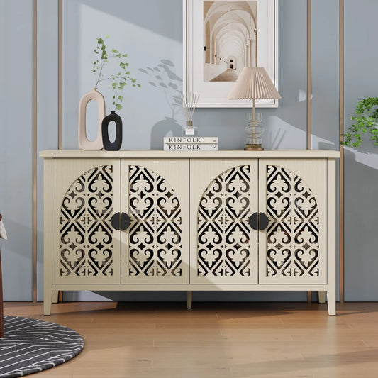 Kast – Opbergkast – Woonkamerkast – Dressoir – Melamine Coating – Verstelbare Legplanken – Grenenhouten Poten