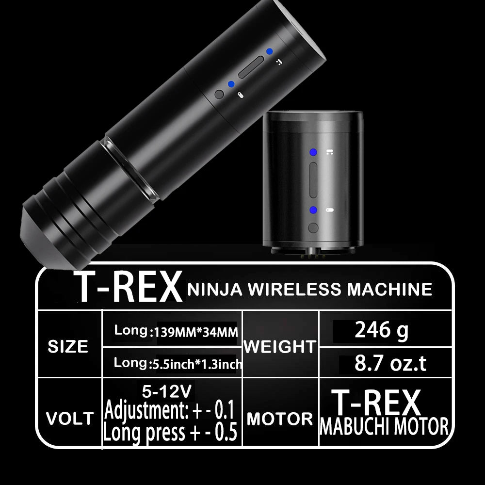 Ninja RS - Tattoo Machine - Tattoo pen - Tattoo Set - Complete set voor beginners & gevorderden - Tattoo Machine Pen - 12V - 2400mah - Zwart - QUORE
