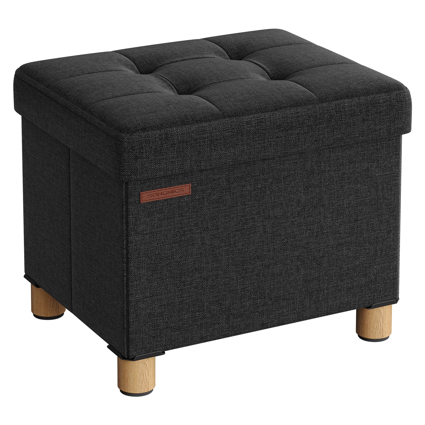 Kussenbox - Kruk - Bank - Opbergbox - Opbergruimte - 32 cm x 40 cm x 33,5 cm - Zwart - QUORE