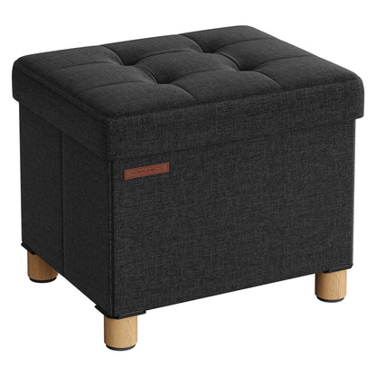 Kussenbox - Kruk - Bank - Opbergbox - Opbergruimte - 32 cm x 40 cm x 33,5 cm - Zwart - QUORE